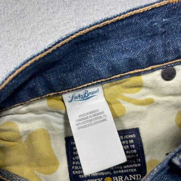 Lucky Brand Shorts Women 29 Distressed Cutoff Denim Lace Trim Blue Jean Y2K - Picture 8 of 10